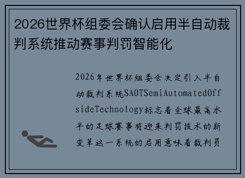 2026世界杯组委会确认启用半自动裁判系统推动赛事判罚智能化 2026世界杯组委会确认启用半自动裁判系统推动赛事判罚智能化